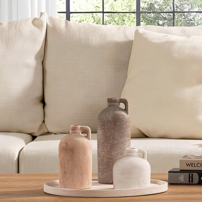 Ceramic Vase Home Table Decor - Flower Vase Set of 3 Living Room Kitchen Decorations Farmhouse Modern Rustic Vases Decorative Centerpiece for Shelf Bedroom Office Bathroom Dining Coffee Desk3