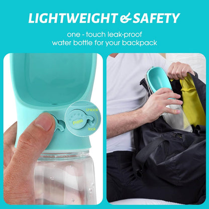 Kalimdor Dog Water Bottle, Leak Proof Portable Puppy Water Dispenser with Drinking Feeder for Pets Outdoor Walking, Hiking, Travel, Food Grade Plastic (19Oz Blue)4