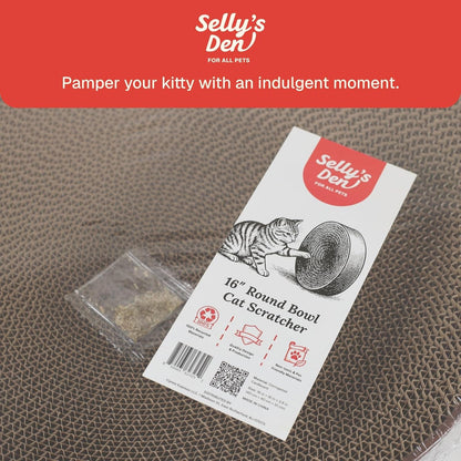 Selly'S Den Bowl Shaped round Cardboard Cat Scratcher with Catnip, for Lounging and Scratching, 16 Inches3