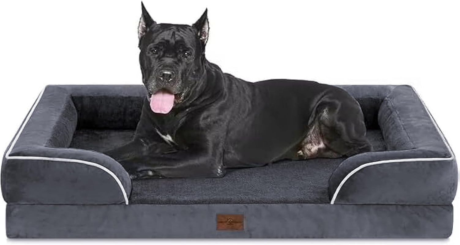 comfort-expression-orthopedic-dog-bed-for-extra-large-dogs-with-bolster-waterproof-dog-couch-bed-with-washable-cover-non-slip-bottom-supportive-egg-crate-foam-xl-pet-bed-42x30-inch