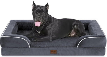 Comfort Expression Orthopedic Dog Bed for Extra Large Dogs with Bolster | Waterproof Dog Couch Bed with Washable Cover & Non-Slip Bottom, Supportive Egg Crate Foam XL Pet Bed, 42X30 Inch70