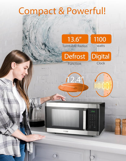 1.6 Cu. Ft. Countertop Microwave Oven, CHM16MS6, Stainless | Touch Controls with Digital LED Display, 1100W, 13.6” Turntable Plate, Push Button Door, 10 Power Levels4