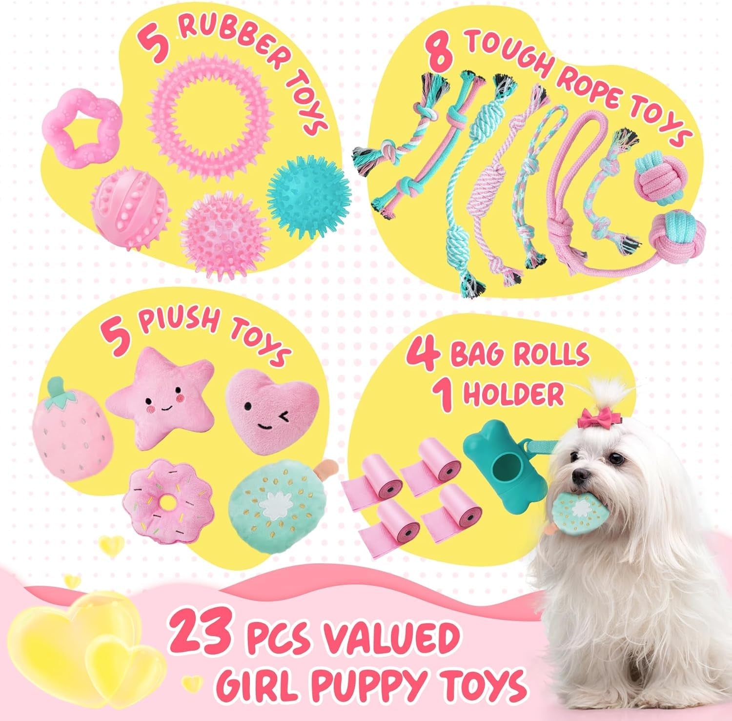 xiugoal-pink-puppy-toys-for-boredom-23-pack-puppy-chew-toys-for-teething-interactive-dog-toys-for-puppies-cute-small-dog-toys-with-treat-ball-squeaky-dog-chew-toys-and-ropes