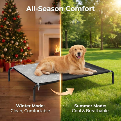 Pjyucien Raised Dog Bed with Pad, 48'' Gray3