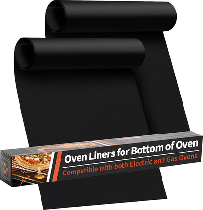 Oven Liners for Bottom of Oven - 2 Pack Large Heavy Duty Oven Mats, 17"X 25" Reusable Matt Liner for Electric, Gas, Toaster Ovens & Grills, BPA & PFOA Free, Kitchen Essentials, Black1