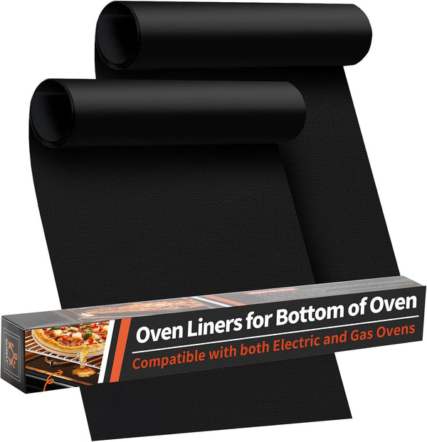 Oven Liners for Bottom of Oven - 2 Pack Large Heavy Duty Oven Mats, 17"X 25" Reusable Matt Liner for Electric, Gas, Toaster Ovens & Grills, BPA & PFOA Free, Kitchen Essentials, Black1