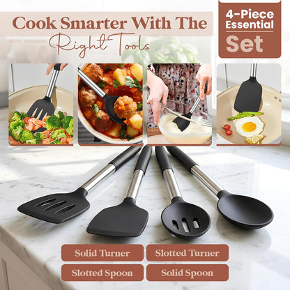 Titanium Frying Pan, Hammered Non-Stick Skillet with Glass Lid & 4 Spatulas, Pfas/Pfoa/Ptfe-Free, Tri-Ply Stainless Steel, Induction & Oven Safe, Dishwasher Safe Cookware7