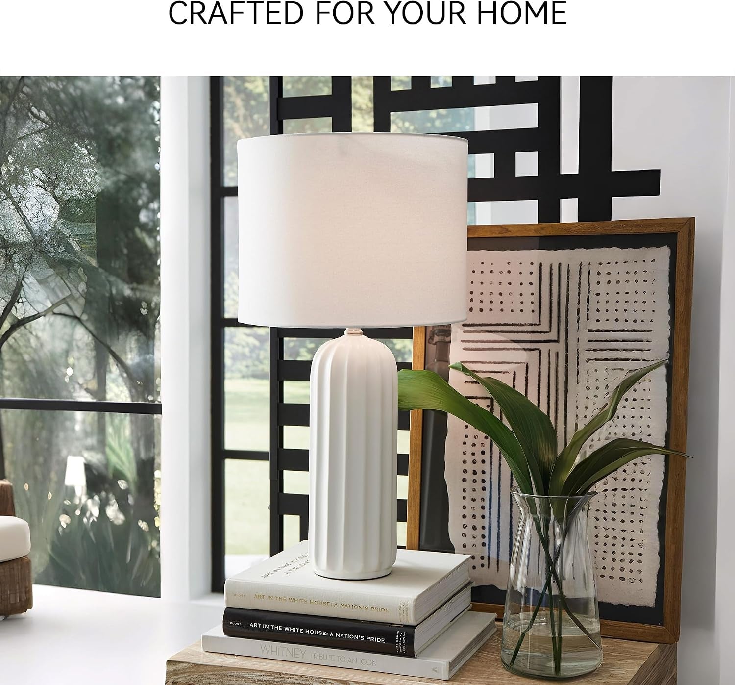 signature-design-by-ashley-clarkland-table-lamps-set-of-2-white-ceramic-premium-hardback-drum-shades-100w-max-e26-sockets-24-inch-tall-design-optimized-for-nightstands-and-living-room-tables
