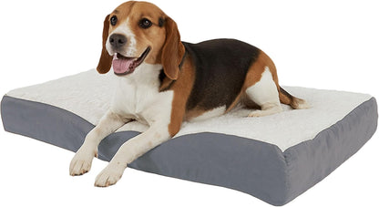 Orthopedic Dog Bed - 2-Layer Memory Foam Crate Mat with Machine Washable Sherpa Cover - 20X15 Pet Bed for Small Dogs up to 20Lbs by PETMAKER (Gray)15
