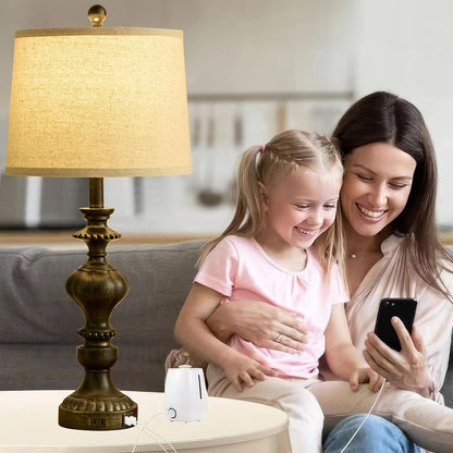 27.5" Farmhouse Table Lamps Set of 2, 3 Way Dimmable Touch Lamps | Touch Control, Dimmable, USB C+A Ports & AC Outlet, Bulbs Included, Bedside Nightstand Lamp for Living Room, Bedroom6