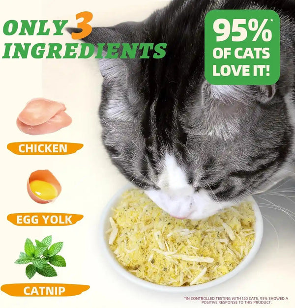 Wellix Freeze Dried Catnip Dog & Cat Food Topper, 7.05Oz | Freeze Dried Cats and Dogs Treats with Egg Yolk & Chicken for Appetite Stimulant, Low Calorie Catnip Treats2