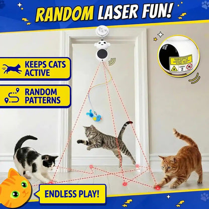 Interactive Cat Toys for Indoor Cats - Automatic Laser Cat Toys, Flying Bird Feather Cat Wand Toy, Best Kitten & Adult Cat Enrichment Stimulation Toy Hanging Electric Kitty Toys for Bored Cats (Beige)4