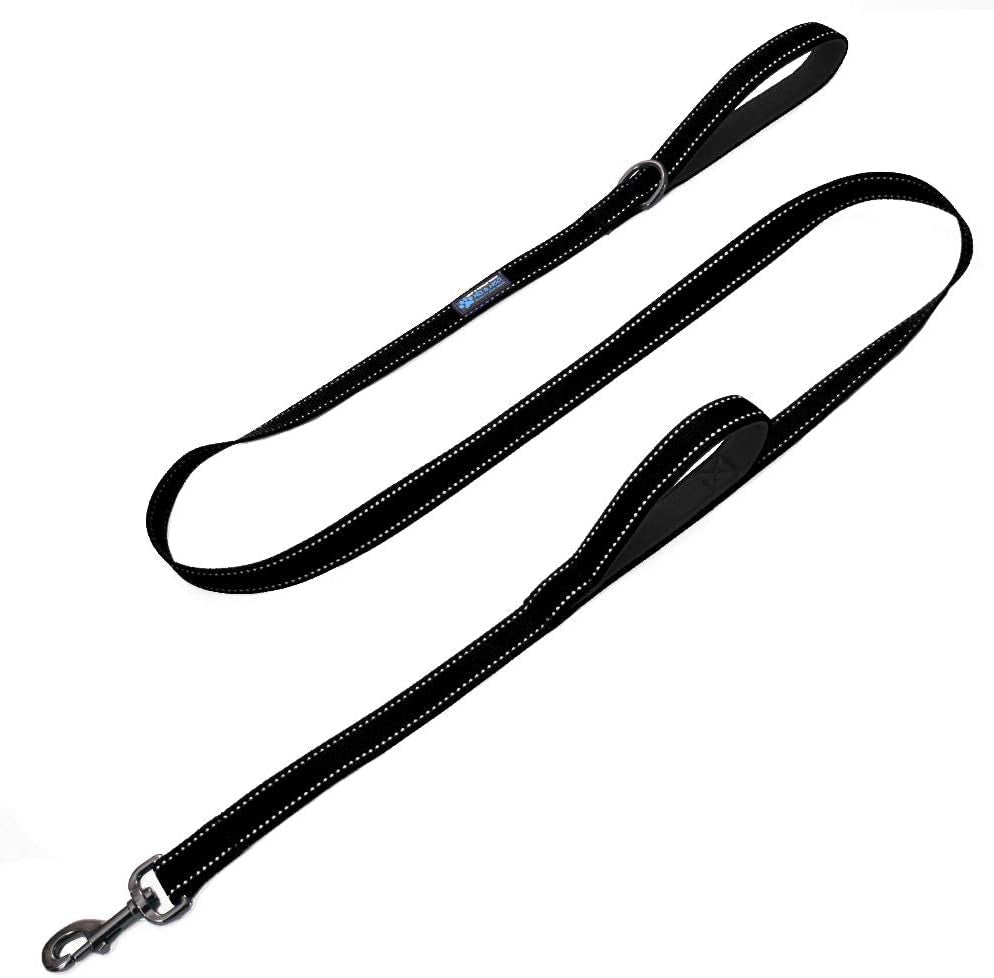 max-and-neo-double-handle-traffic-dog-leash-reflective-donates-to-dog-rescue-black-6-ft