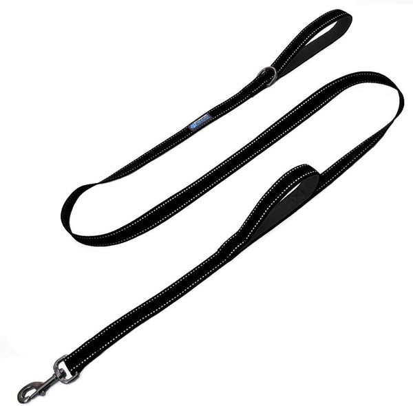 Max and Neo Double Handle Traffic Dog Leash - Reflective, Donates to Dog Rescue (Black, 6 FT)1