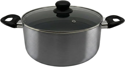 20-Piece Ceramic Metallic Cookware Set, Nonstick - Platinum | 20-Piece Cookware Set with Ceramic Nonstick Interiors, Glass Lids, Utensils, Strainer, Pads, and Griddle Pan.3