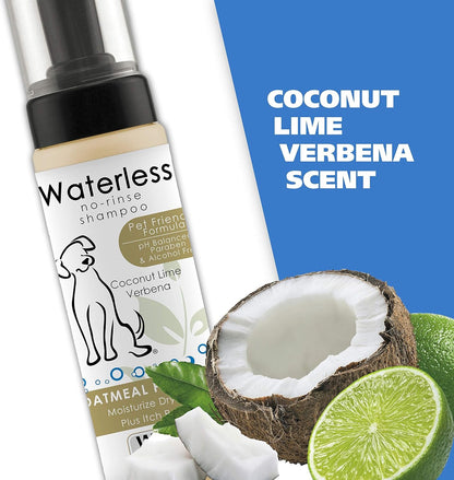Wahl Waterless No Rinse Shampoo for Animals, Coconut Lime Verbena, 7.1 Oz | Quick Clean-Ups for Dogs—No Bath Needed, Oatmeal Formula Cleans, Conditions, Detangles & Moisturizes Dogs Fur – Model 820015A6