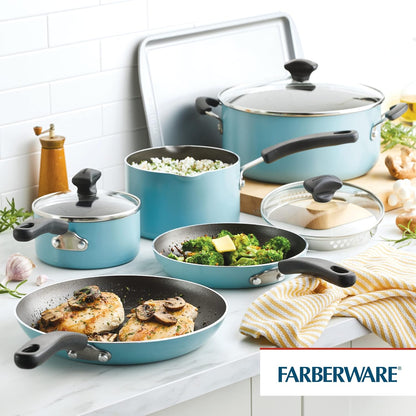 Cookstart Aluminum Diamondmax Nonstick Cookware Set, Kitchen Essentials, 15-Piece, Aqua8