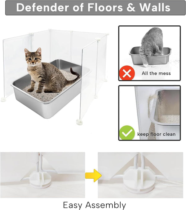 KEYIDE High Wall Cat Litter Box Splash Guard, DIY Cat Litter Pan Siding Kitten Litter Tray Pee Shield Dog Scatter Barrier, 24L X 19W X 16H Keep Floor Clean4