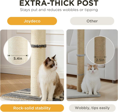 Joydeco Cat Scratching Post 38 Inches Heavy Duty and Thick Scratching Post Sisal Rope with Hanging Ball and Mice for Indoor Cats(Grey)3