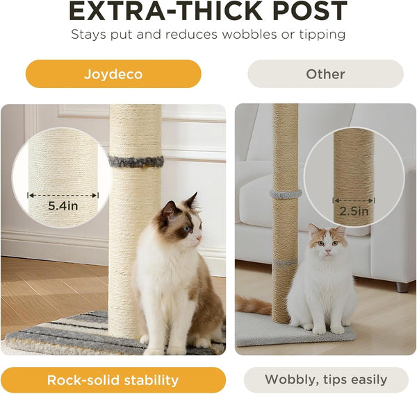 Joydeco Cat Scratching Post 38 Inches Heavy Duty and Thick Scratching Post Sisal Rope with Hanging Ball and Mice for Indoor Cats(Grey)3