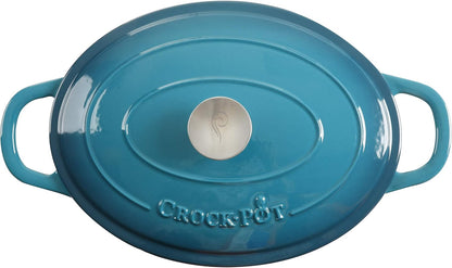 Artisan Oval Enameled Cast Iron Dutch Oven and Braiser Bundle, 7-Quart and 5-Quart, Teal Ombre3