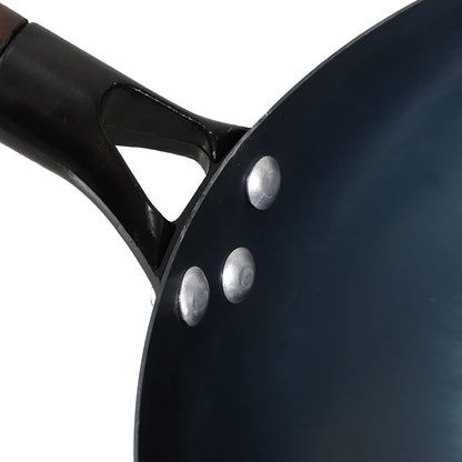 Carbon Steel Wok Iron Wok Frying Pan 32Cm Traditional Chinese Woks Cooking Pot Kitchen Frying Pan Wok Stir Fry Pan for Japanese Stir-Fry Grilling Frying Steaming Carbon Steel Pan4