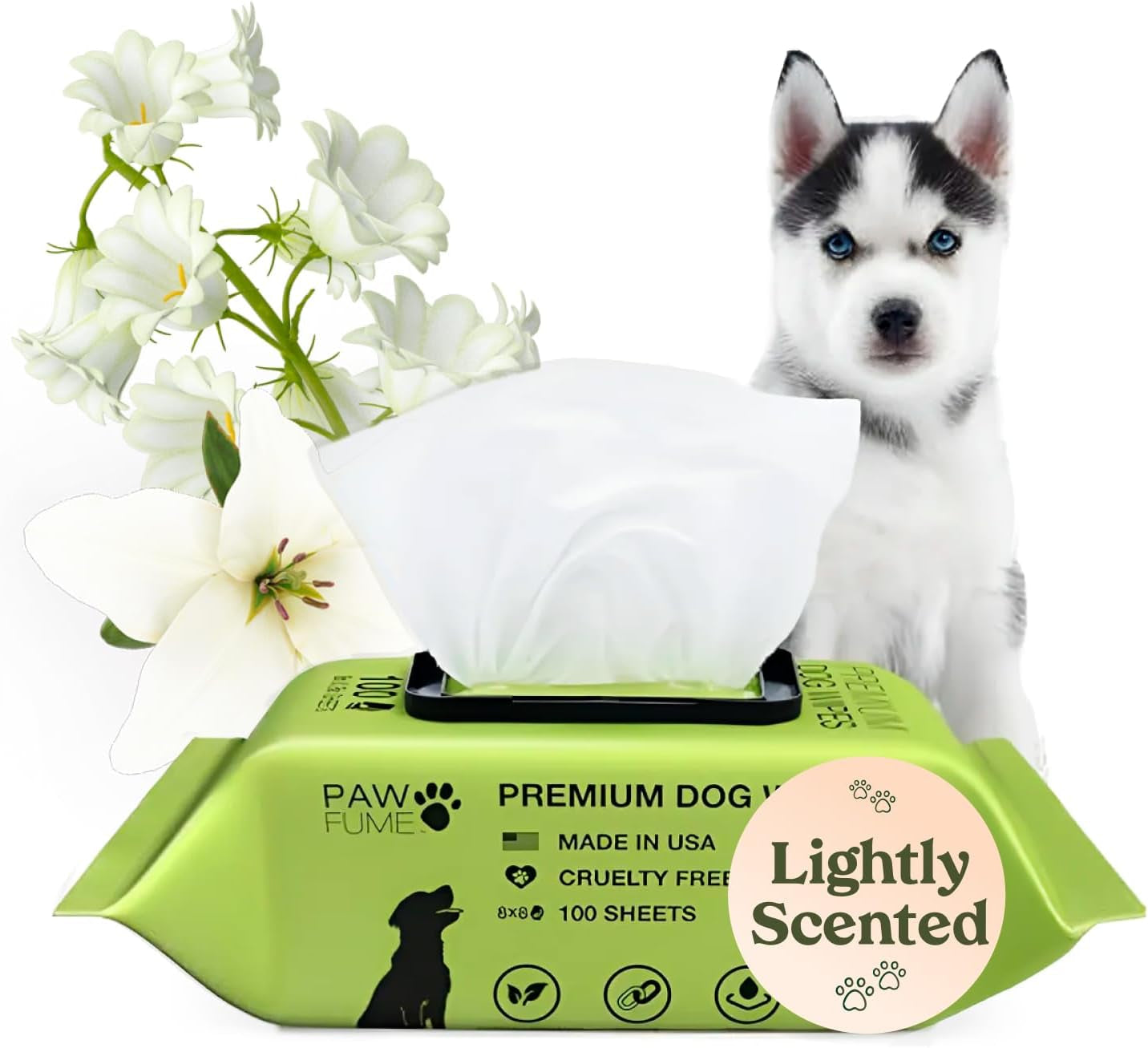 pawfume-dog-wipes-100-count-pet-wipes-hypoallergenic-gentle-dog-wipes-for-eyes-face-butt-and-paws-cleaning-deodorizing-grooming-tear-stain-wipes-for-puppy-adult-dogs-cats