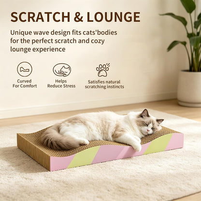 Cat Scratching Board 2-Pack, Reversible Cat Scratcher Pad, Large | Odor-Free,Double-Sided Use,Wave Shape,Sturdy,Extra Large,Custom Corrugated Board,2 Count,Cat Toys7
