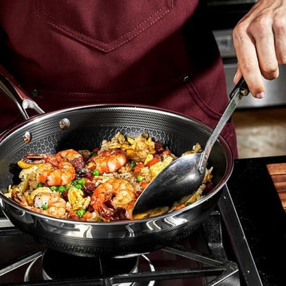 Hexclad Hybrid Nonstick 7-Piece Cookware Set, 8", 10", and 12" Pans with Lids, and 10" Wok, Stay-Cool Handles, Dishwasher and Oven-Safe, Induction Ready, Compatible with All Cooktops3