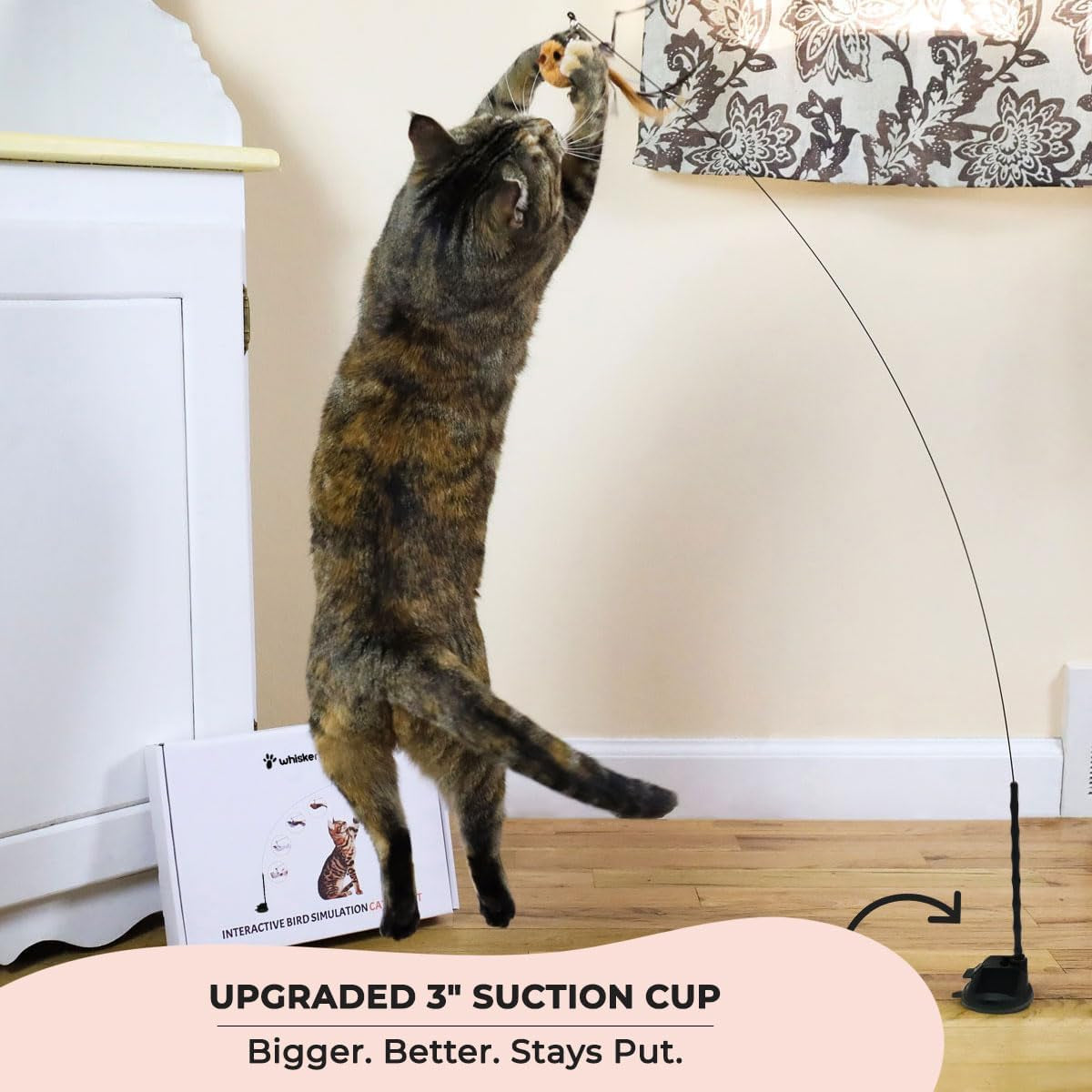 whiskertons-interactive-bird-simulation-cat-toy-set-interactive-cat-toys-for-indoor-cats-cat-feather-toy-self-holding-suction-base-5-replacement-birds-feathers-bells-realistic-bird-impression