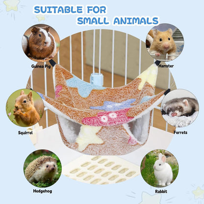 Yedsintu 3 Pcs Guinea Pig Hammock, Rat Ferret Hanging Hammock Guinea Pig Accessories for Small Animals Chinchilla Parrot Sugar Glider Ferret Hamster Squirrel (11"×11")5