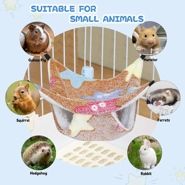 Yedsintu 3 Pcs Guinea Pig Hammock, Rat Ferret Hanging Hammock Guinea Pig Accessories for Small Animals Chinchilla Parrot Sugar Glider Ferret Hamster Squirrel (11"×11")5