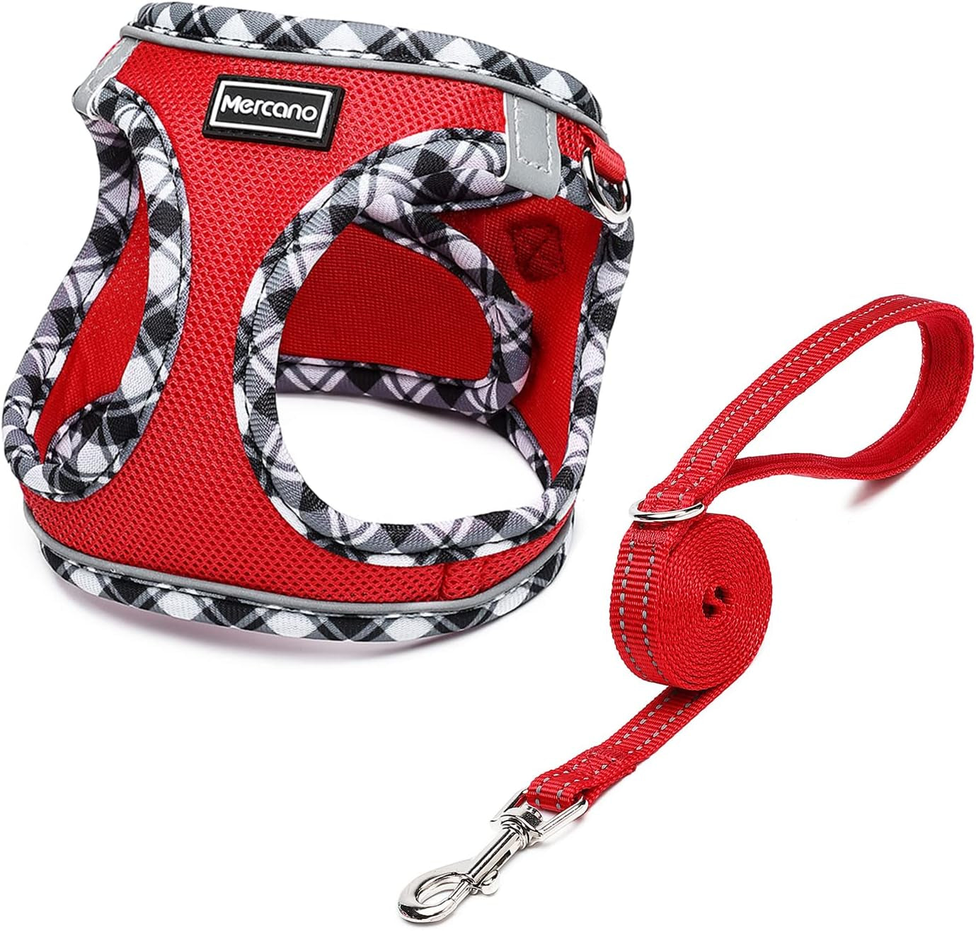 mercano-soft-mesh-dog-harness-and-leash-set-step-in-reflective-breathable-lightweight-vest-harnesses-with-safety-buckle-for-small-dogs-cats-pink-s