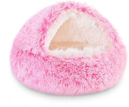 NOYAL round Hooded Donut Dog Bed for Small & Medium Pets - Plush Fluffy Anti-Anxiety Cat Cave Bed with Cover26