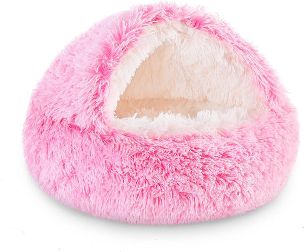 NOYAL round Hooded Donut Dog Bed for Small & Medium Pets - Plush Fluffy Anti-Anxiety Cat Cave Bed with Cover26
