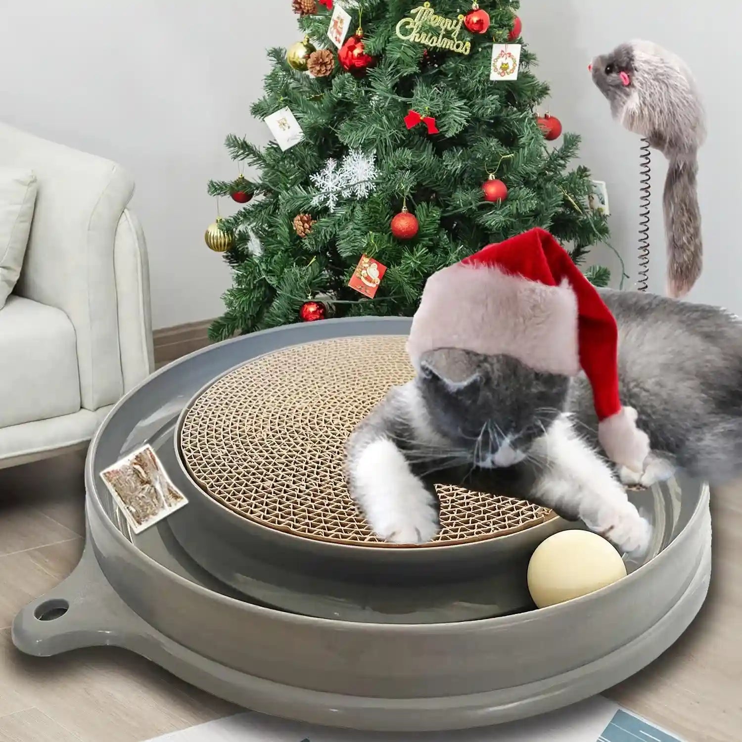 auoon-cat-scratcher-toy-with-ball-track-for-indoor-cats-and-kittens-gray-3-in-1-interactive-cat-toy-cat-scratch-pad-with-cat-ball-toy-and-cat-mouse-toy-for-chasing-exercise-protect-furniture