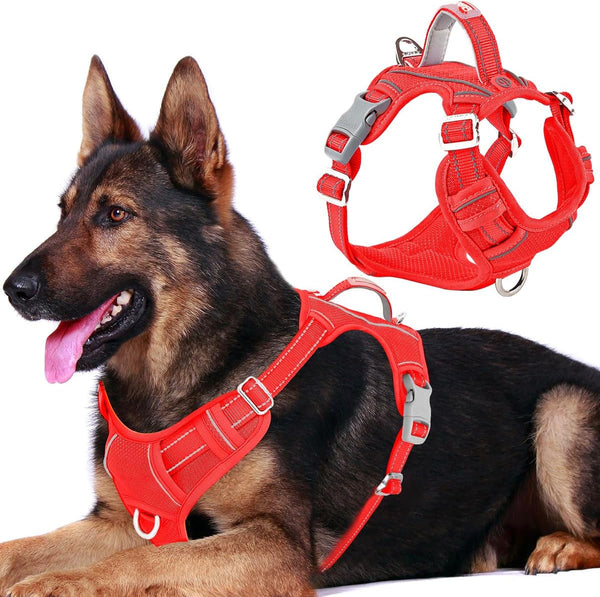 BARKBAY Dog Harness No Pull with ID Tag Pocket - Heavy Duty, Reflective, Easy Control for Large Dogs(Blue,L)20