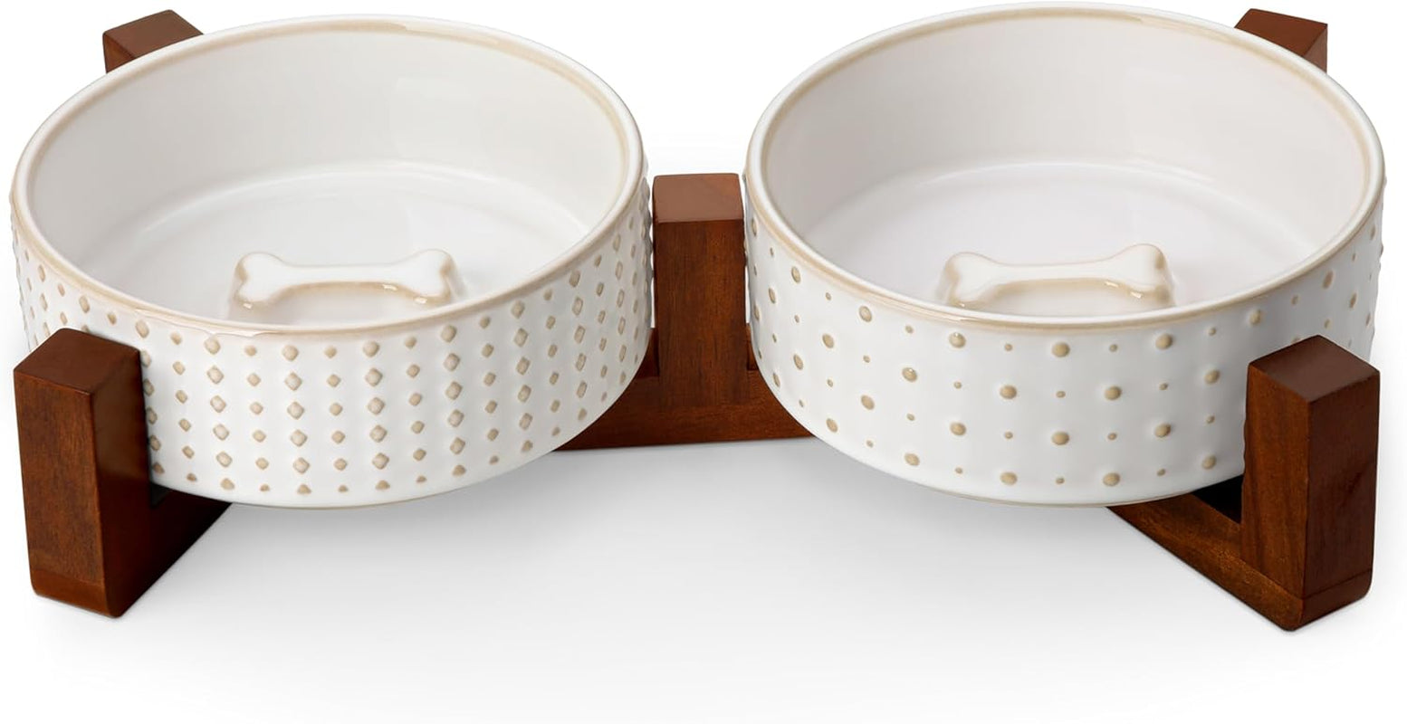 malacasa-dog-bowl-set-ceramic-bowls-with-walnut-wood-stand-1-5-cups-rhombic-and-polka-dot-design-non-slip-base-for-cats-and-dogs-about-26-heavier-than-similar-ceramic-bowls