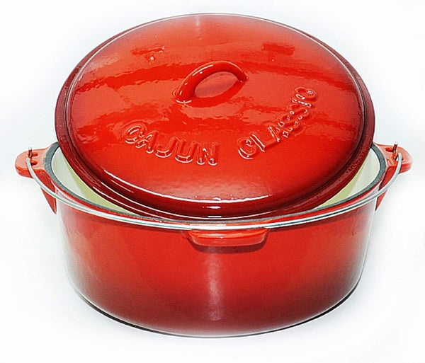 12 Qt. Red Enamel Coated Cast Iron Dutch Oven3