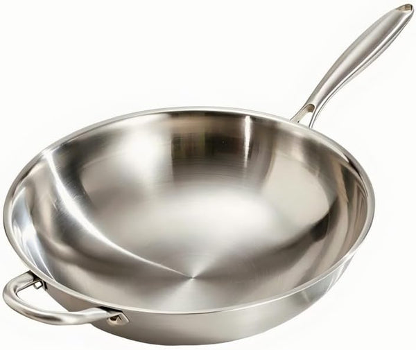 13 Inch Stainless Steel 316 Wok with Lid, Stir-Fry Pans, Dishwasher and Oven Safe, Works on Induction (13 Inch with Lid)3