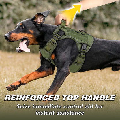 WINGOIN Tactical Dog Harness for Large Dogs, Heavy Duty No Pull Dog Harness with Handle, Adjustable Reflective Military K9 German Shepherd Big Size Dog Vest for Walking, Training, Hunting, Green (L) | with Handle,Adjustable Reflective,Green Military K9 Style,Big Size Dog Vest,For German Shepherd,For Walking Training Hunting3