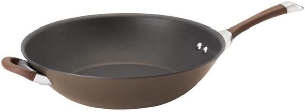 Symmetry Hard Anodized Nonstick Stir Fry / Wok Pan with Helper Handle - 14 Inch, Chocolate1