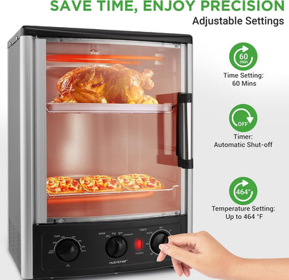 Vertical Countertop Oven with Rotisserie, Bake, Broil, & Kebab Rack Functions - Adjustable Settings - 2 Shelves - 1500W - Thanksgiving Turkey - Includes Grill, Kebab Skewer Racks & Bake Pan7