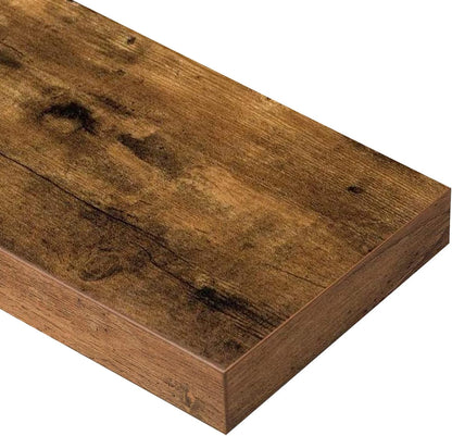 Bathroom Floating Shelves for Wall - 15.7" Wall Mounted Shelf over Toilet Farmhouse Home Decor Display Bookshelf Small 15.7 X 6.7 Inch Set of 2, Rustic Brown (008-40BN)7