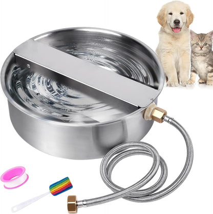 Automatic Dog Water Bowl Dispenser Large Breed| Auto Fill| High Capacity | Stainless Steel Dog Waterer with Float Valve Self Filling Auto Water Bowl for Outdoor Large Dogs Cats Chicken Livestock1
