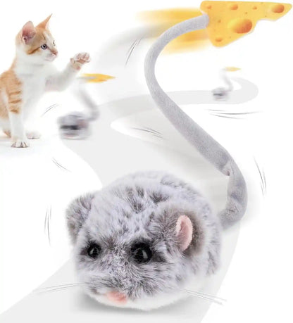 Migipaws Interactive Migimouse Cat Toy 360° Rolling & Spin with Mesh Plastic Tail for Indoor Cats Smart Motion Sensor, Realistic Squeak, Rechargeable Plush Kitten Toy(Brown Long)8