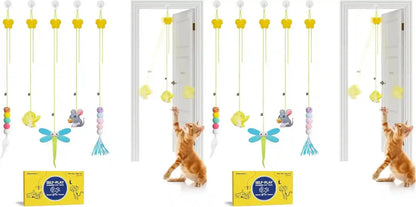 Potaroma Interactive Cat Feather Toys 5 Pcs, Cat Teaser Retractable Hanging Indoor Kitten Play Chase Exercise, Mental Physical Stimulation for All Breeds and Species | Retractable Hanging Cat Toys, Indoor Kitten Play Chase Exercise, Mental Physical Stimulation for All Breeds7