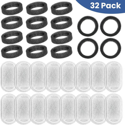 Cat Water Fountain Filters Replacement, 16 Pcs Pet Water Fountain Filter with 16 Pcs Foam Sponges for 67Oz/2L & 108Oz/3.2L Stainless Steel Pet Cat Water Fountain Dispenser Filters5