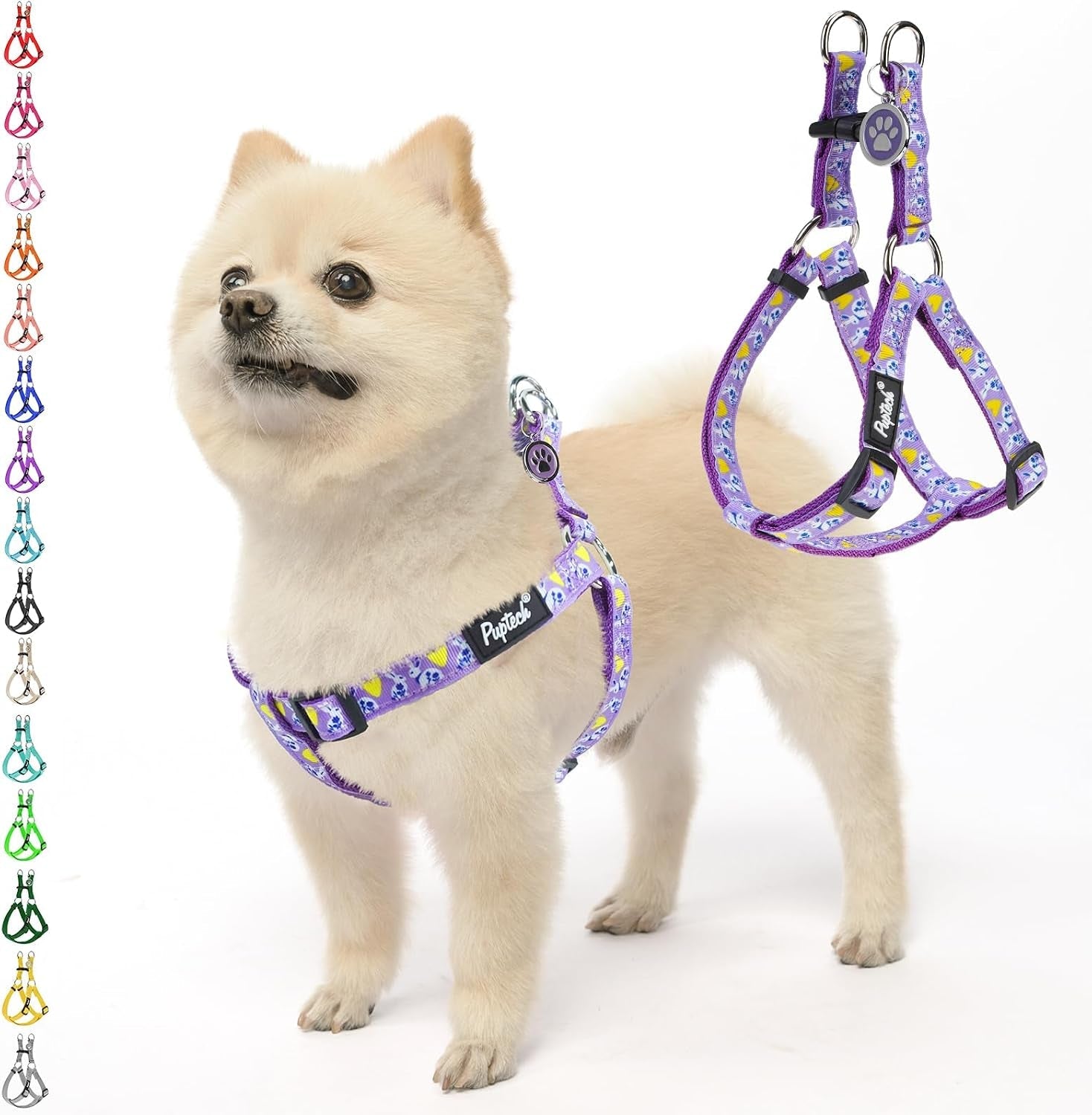 pupteck-no-pull-dog-harness-soft-adjustable-basic-nylon-step-in-puppy-vest-outdoor-walking-with-id-tag