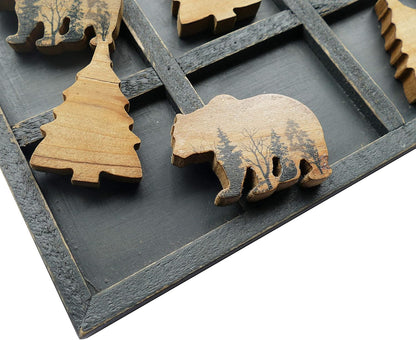 Cute Bear Decorative Wooden Board Travel Game Tic Tac Toe for Fun Coffee Table Decor8